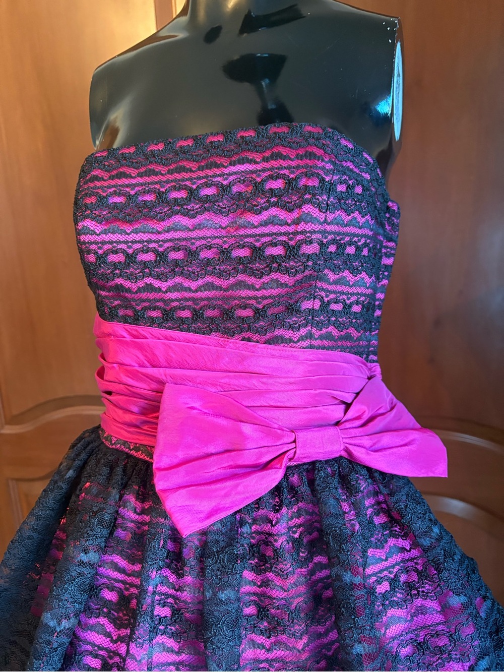 Vintage Betsey Johnson Evening Black Lace Pink Party Dress - Picture 2 of 5